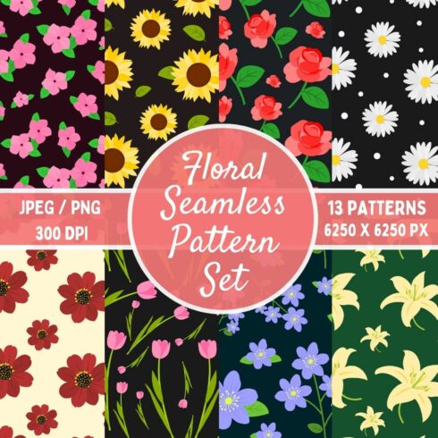 Floral Seamless Pattern Set cover image.