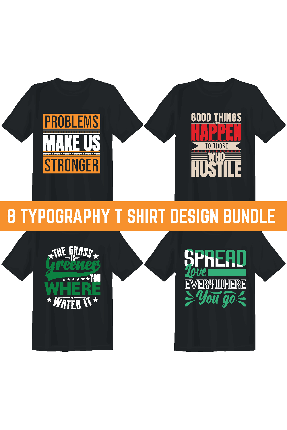 TYPOGRAPHY T SHIRT DESIGN BUNDLE FOR YOU pinterest preview image.