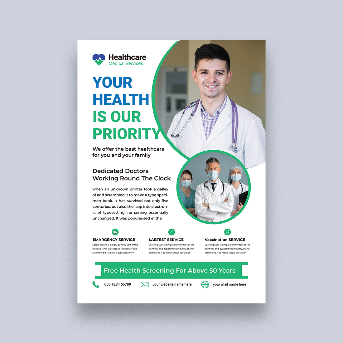 medical Flyer Design Template preview image.