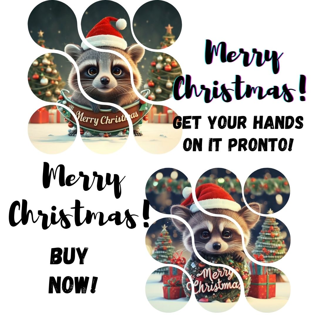 "Christmas Charm: Cute Animal Holiday Image for Sale" preview image.