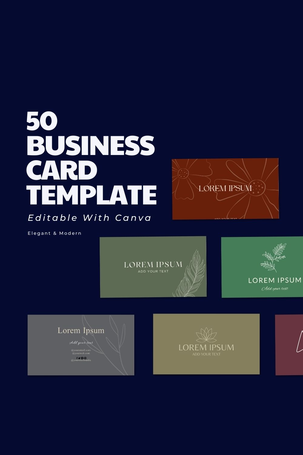 50 Business Card Template pinterest preview image.