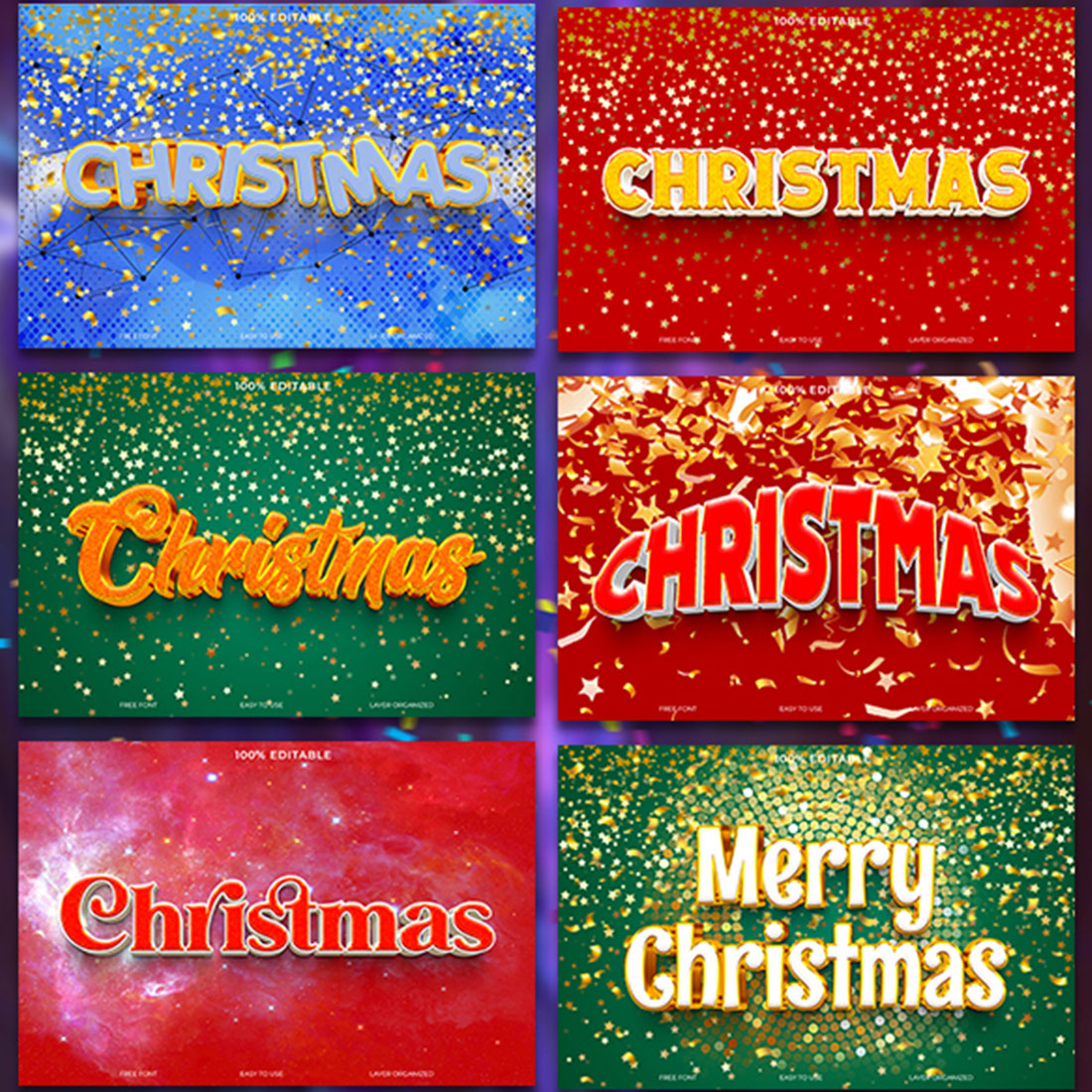 Merry Christmas 3D Text Effect Style preview image.