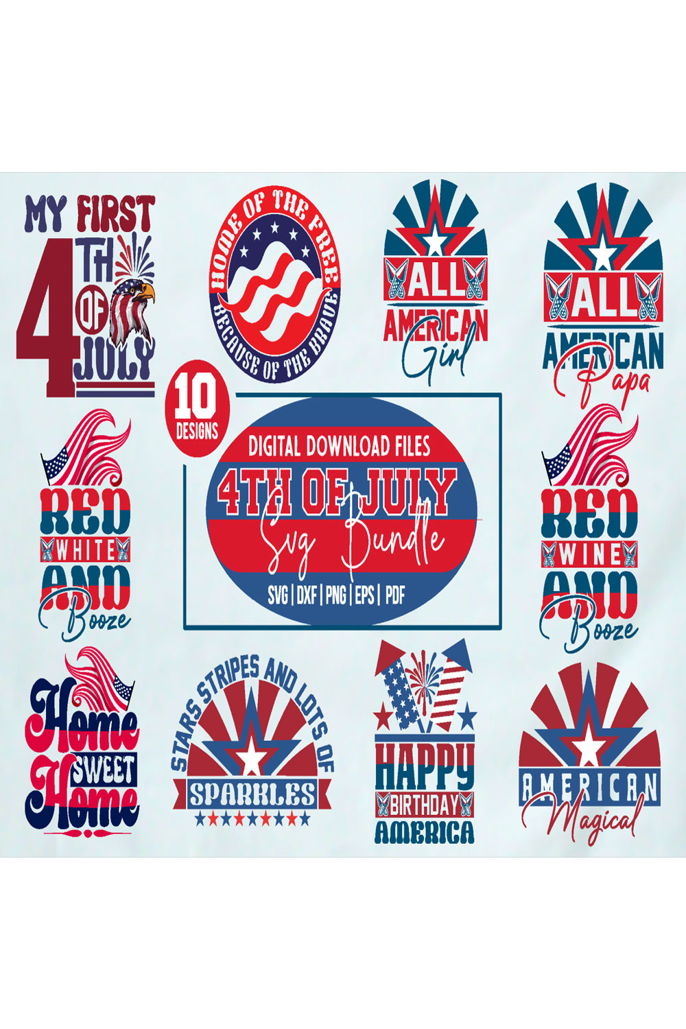 4th of july svg bundle pinterest preview image.