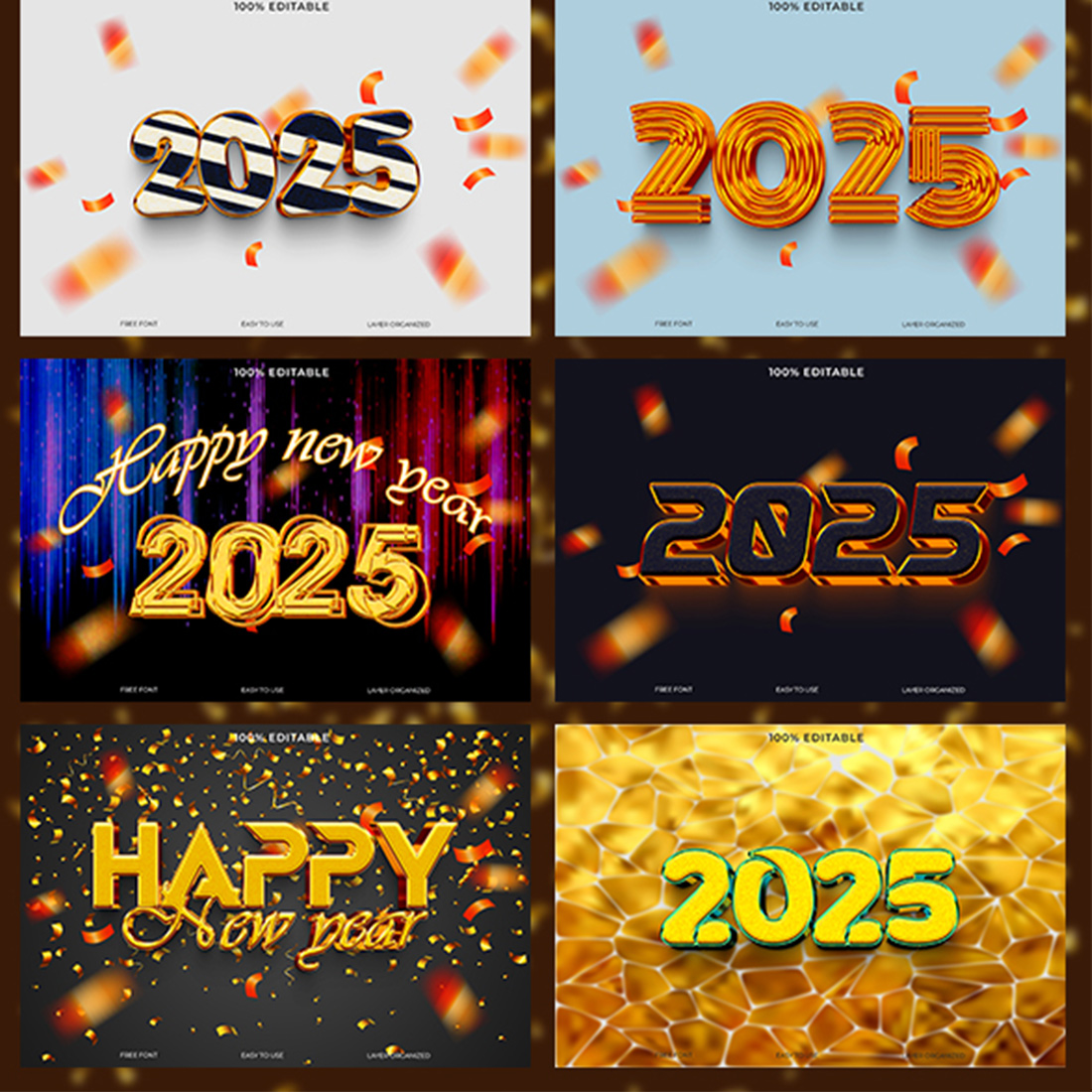 Happy New Year 2025 3D Text Effect Style preview image.