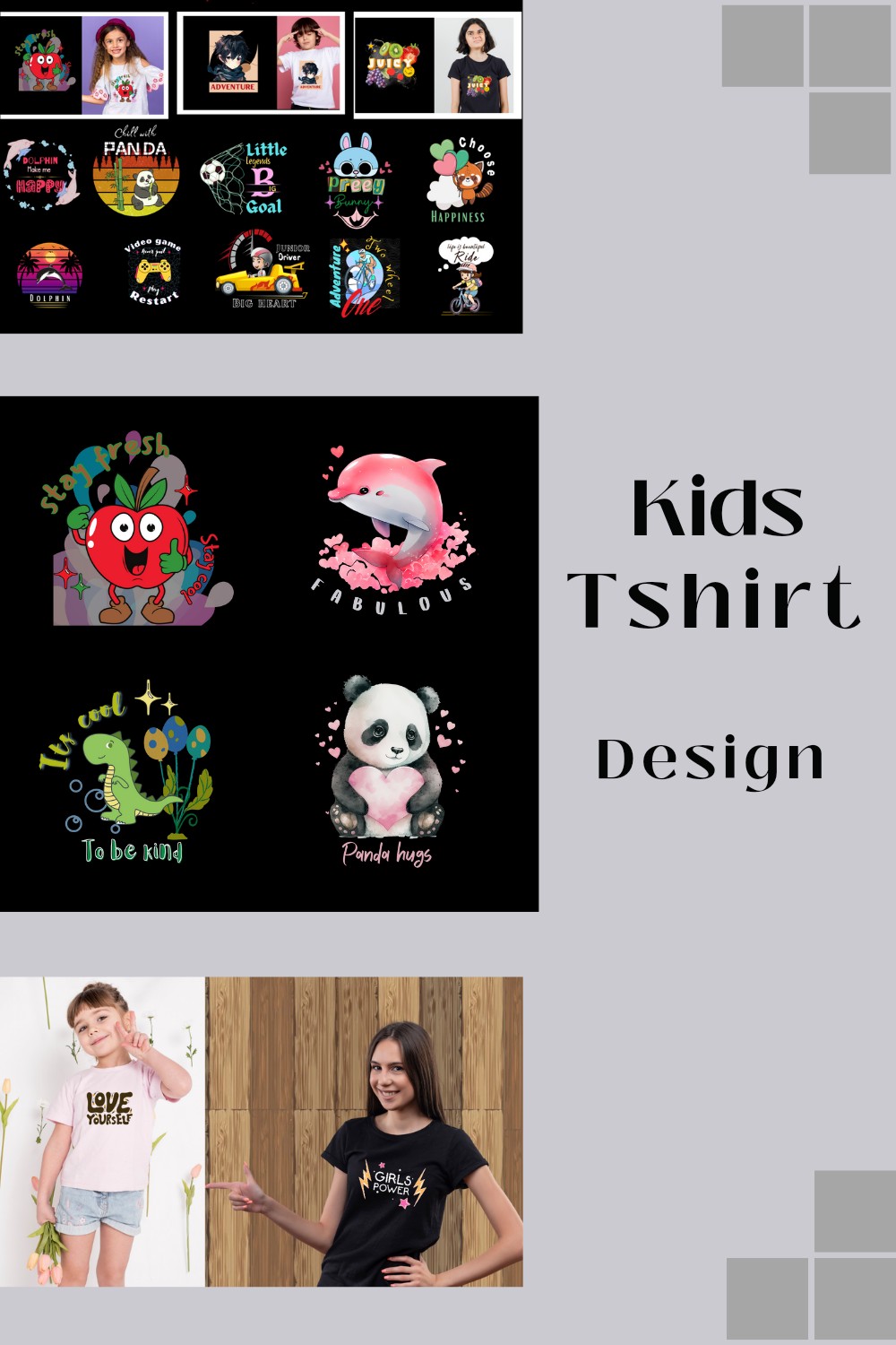 Tshirt design for kids and baby boy and baby girls pinterest preview image.