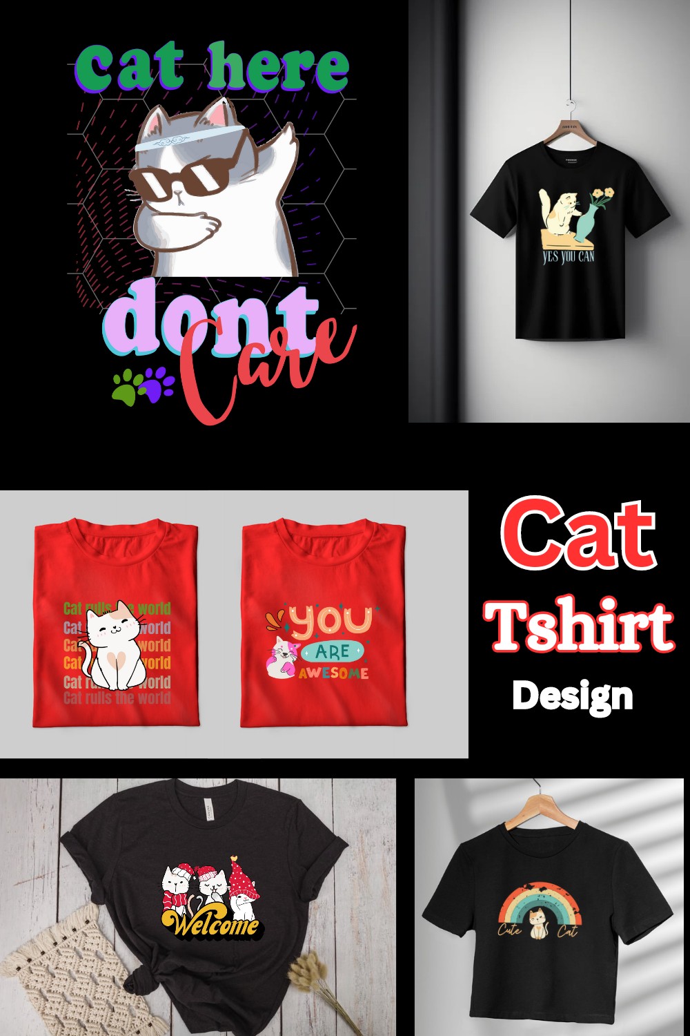 Cat Tshirt Design for everyone pinterest preview image.