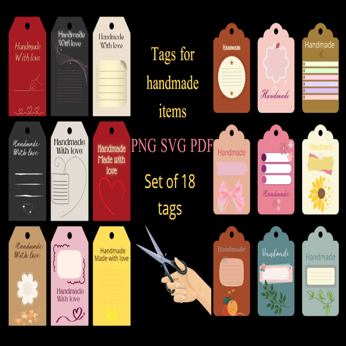 Tags for handmade items. Handmade label. DIY gift tag. Handmade stickers.  Business stickers. Made by hand with love. Packaging stickers. Printable  Tags - MasterBundles