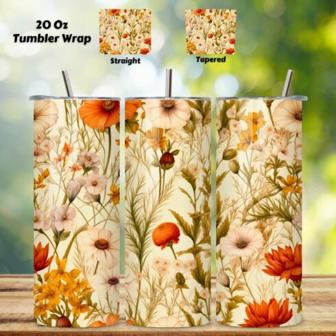 Wildflower Meadow Tumbler Wrap, Seamless PNG Design cover image.