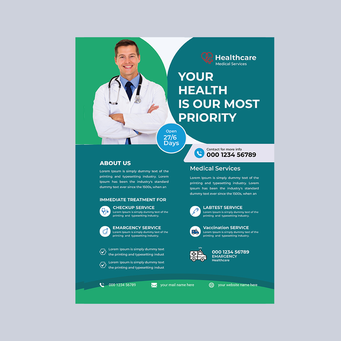 Medical Flyer Design Template preview image.