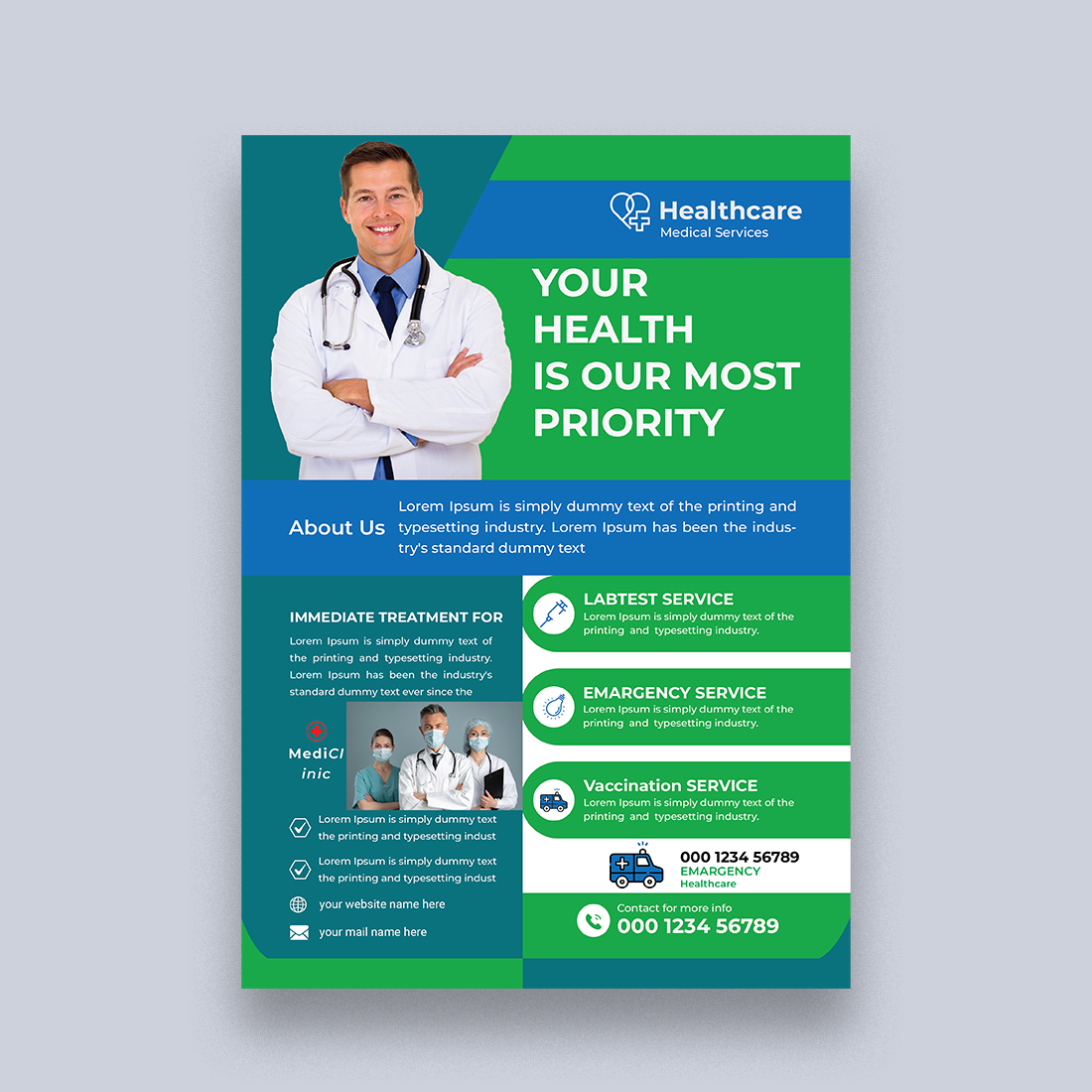 Medical Flyer Design Template preview image.