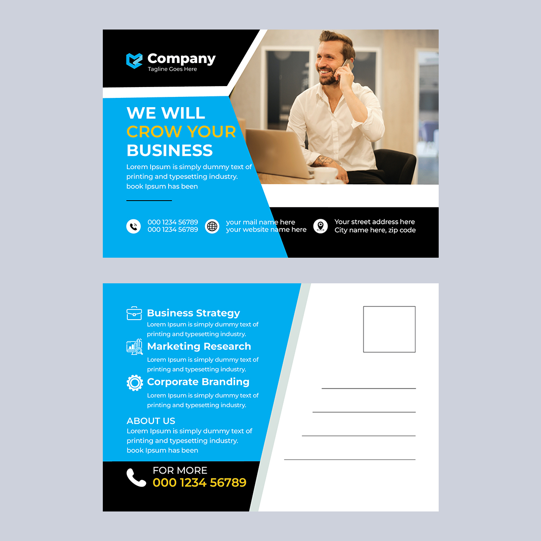 Corporate postcard Design Template preview image.