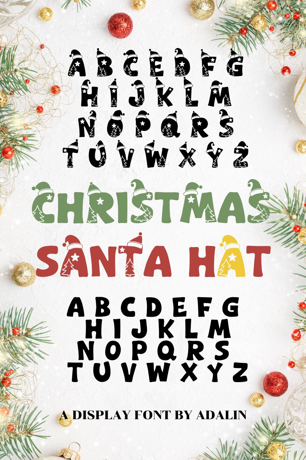 Christmas Santa Hat Display Font pinterest preview image.