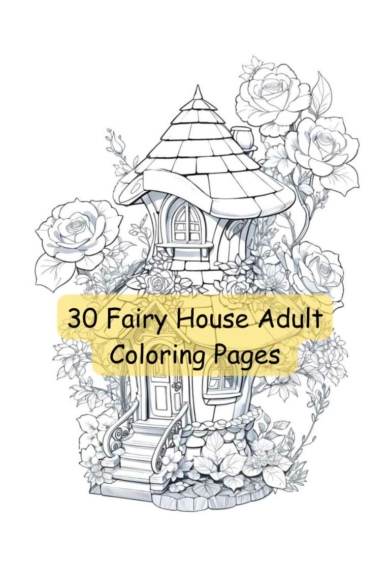 30 Fairy house printable coloring pages for adults - MasterBundles