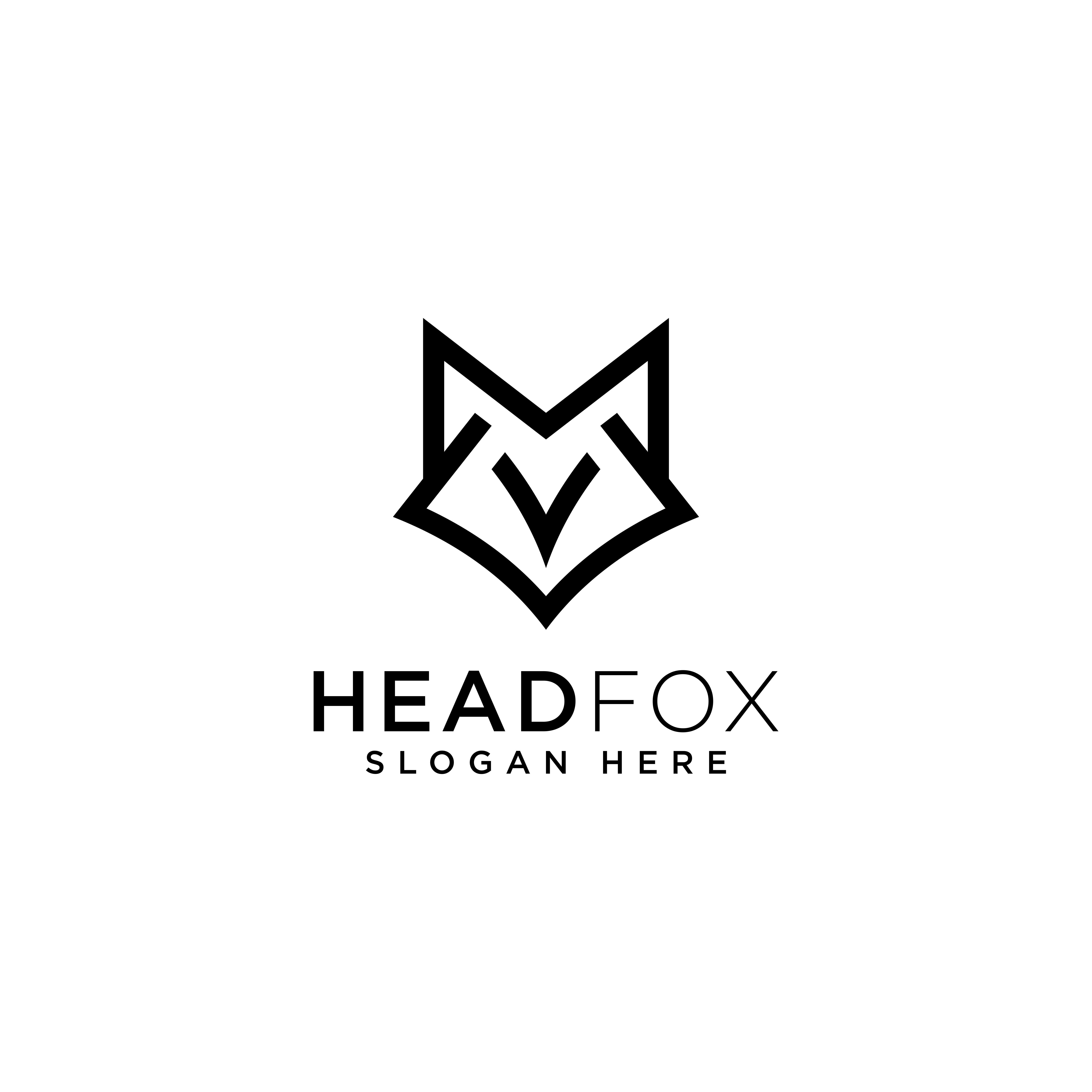 head fox animal design template preview image.
