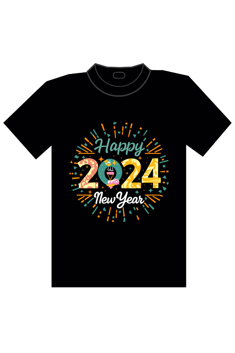 Happy New Year 2024 T shirt Design Download - Latest Design For Men and Women pinterest preview image.