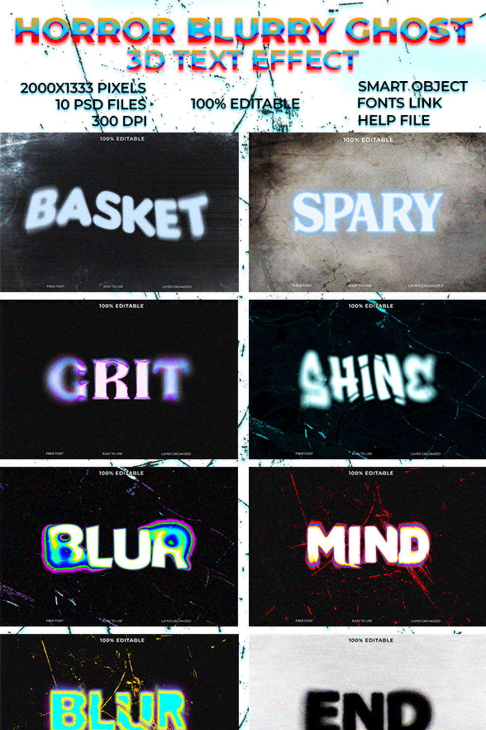 Horror Blurry Ghost Text Effects pinterest preview image.