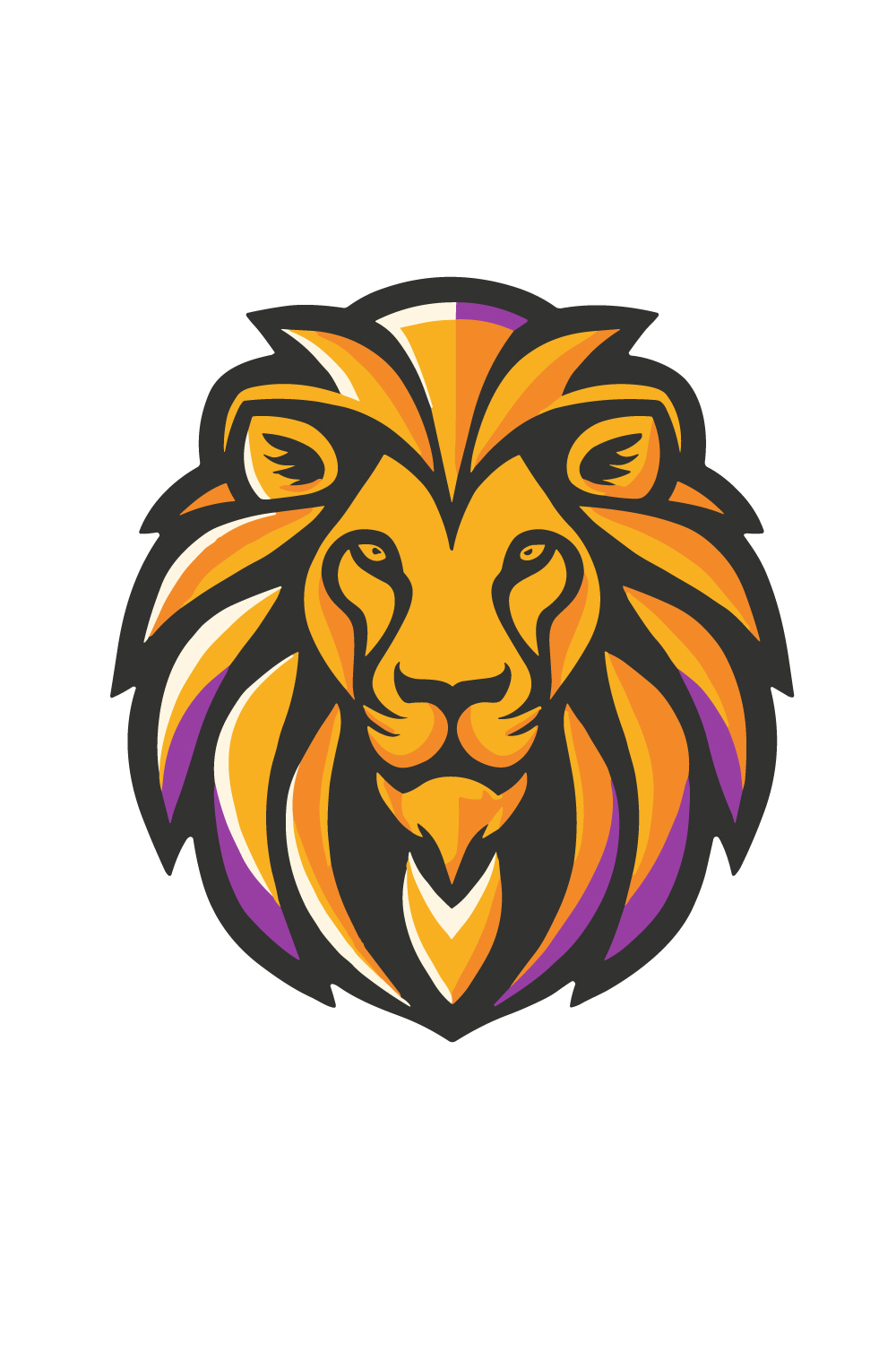 Lion Face Logo Template Design Only in 20$ pinterest preview image.