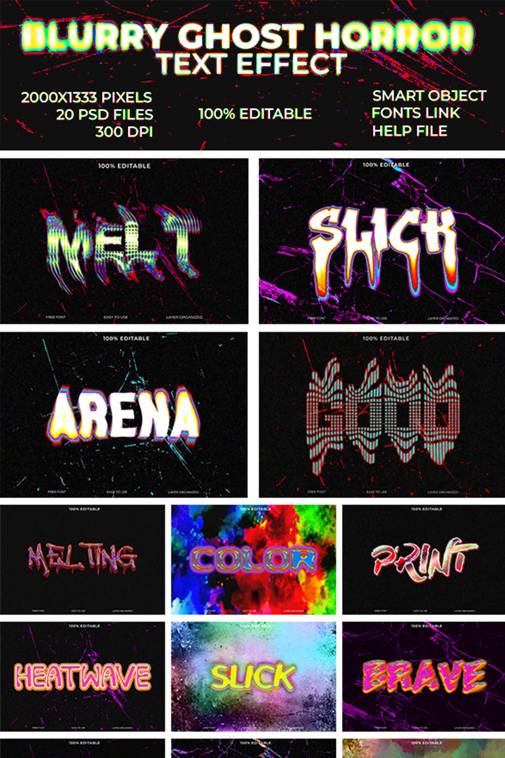 Blurry Ghost Horror Glow Text Effects pinterest preview image.