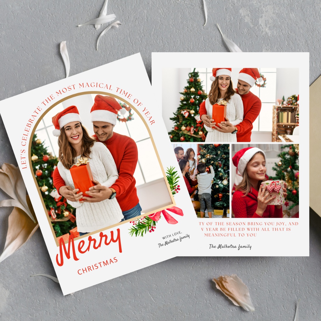 Editable Photo Christmas Card Template Arch Christmas Card Boho Holiday Card Minimalist Christmas Card Editable Printable Template Download | Merry Christmas | Editable Template preview image.