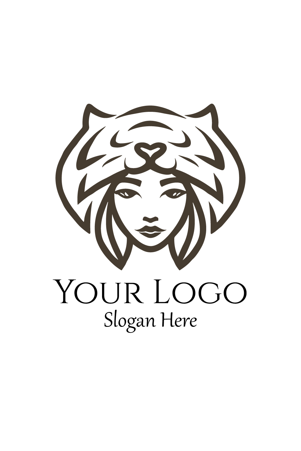 Tiger Cap Women Logo Template Design Only in 20$ pinterest preview image.