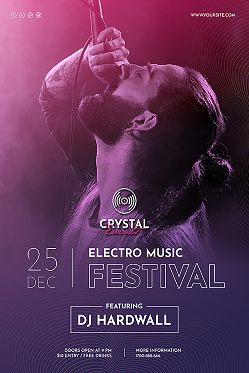 Electro-Music-Festival-Poster-Template pinterest preview image.
