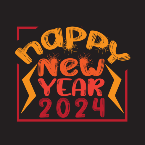 Happy new year 2024 Typography t-shirt design for everyone cover image.