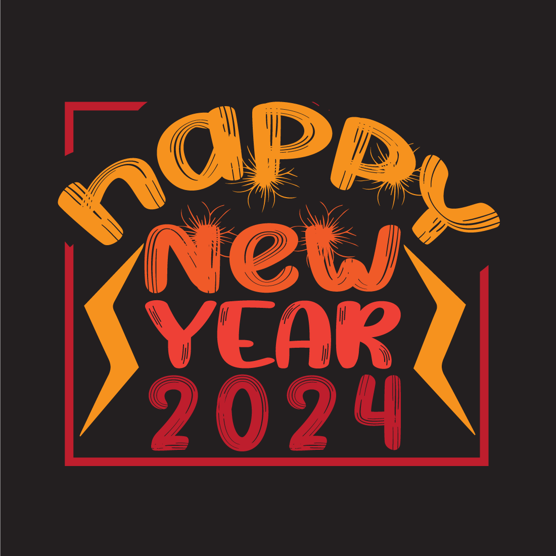 Happy new year 2024 Typography t-shirt design for everyone cover image.