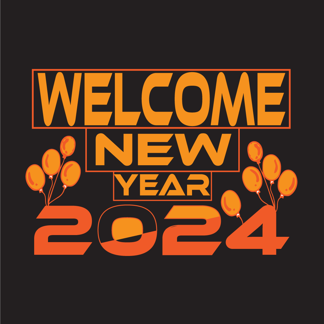Happy new year 2024 Typography t-shirt design for everyone preview image.