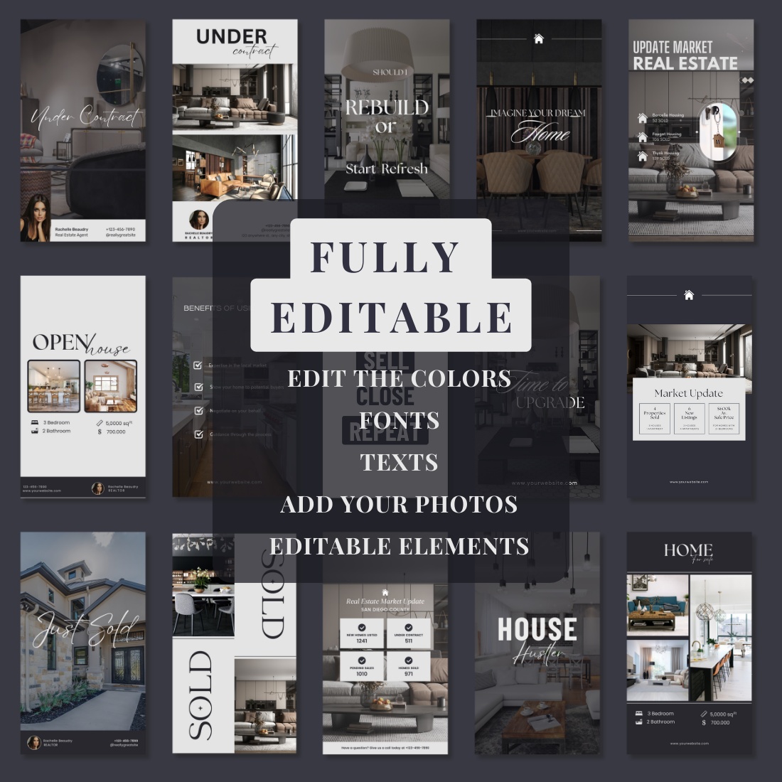 Instagram Bundle Canva | Real Estate Instagram Story For Canva | Luxury Realtor Templates | Instagram Canva Template | Social Media Templates | Editable Templates preview image.