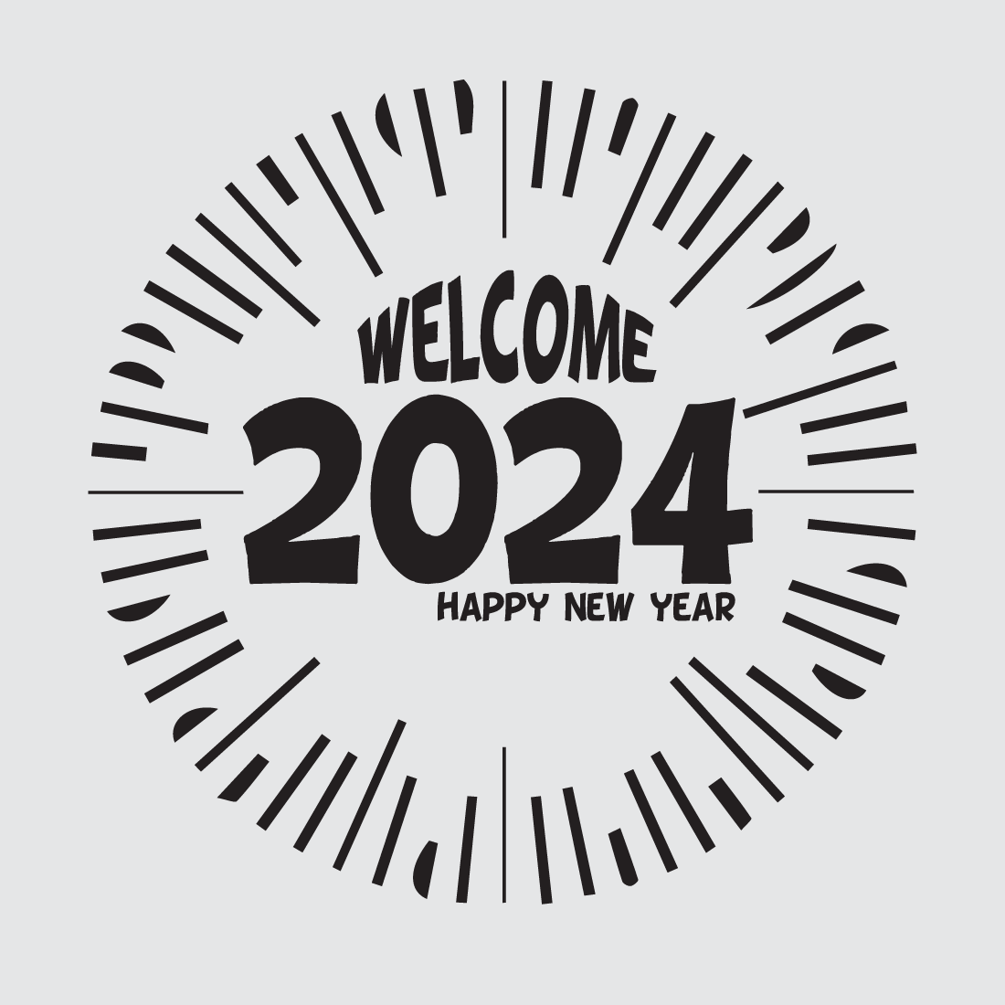 Happy new year 2024 Typography t-shirt design for everyone preview image.