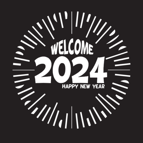 Happy new year 2024 Typography t-shirt design for everyone cover image.