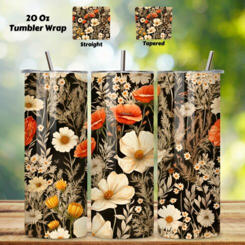 Wildflower Meadow Rustic Tumbler Wrap, PNG Seamless Design cover image.