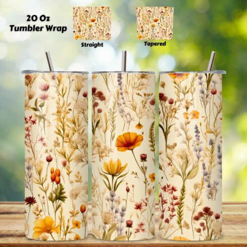 Seamless Wildflower Tumbler Wrap, Seamless Design PNG, tumbler wrap, sublimation tumbler, tumbler sublimation cover image.