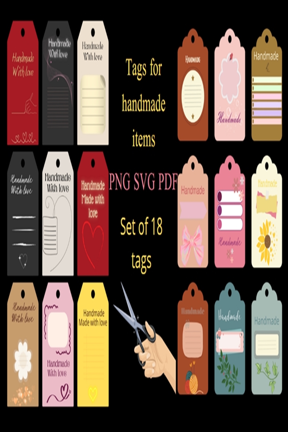 Tags for handmade items. Handmade label. DIY gift tag. Handmade