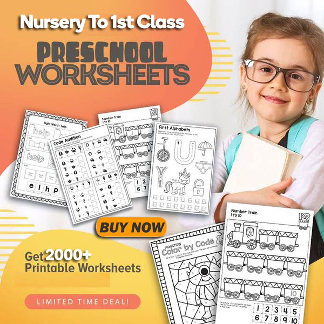 2000+ Preschool Pre-K + Kindergarten Learning Bundle | Printable Activity Worksheets | Coloring | Dot To Dot | Tracing | Alphabet preview image.
