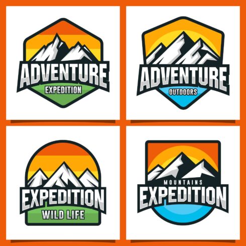 Set Adventure expedition mountains outdoor logo collection - $4 cover image.