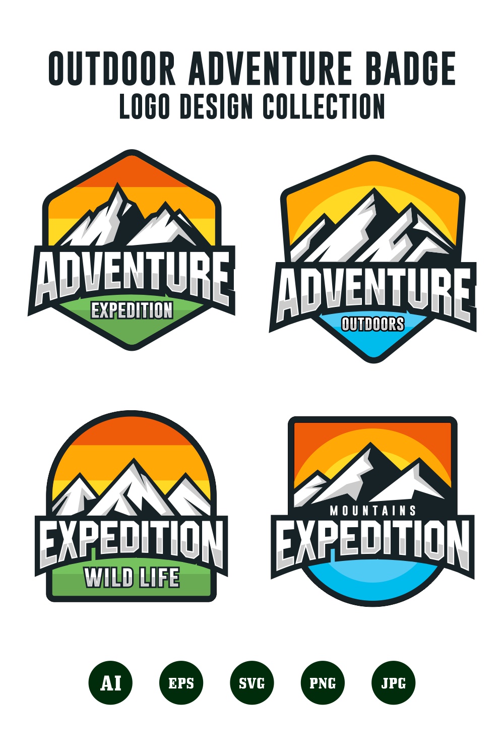 Set Adventure expedition mountains outdoor logo collection - $4 pinterest preview image.