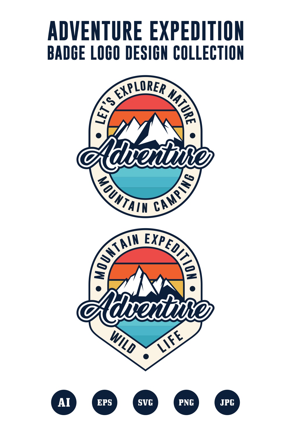 Set Adventure Expedition vector design collection - $4 pinterest preview image.