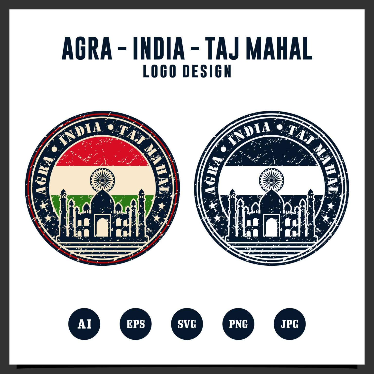 Agra India Tajmahal logo design - $ 4 - MasterBundles