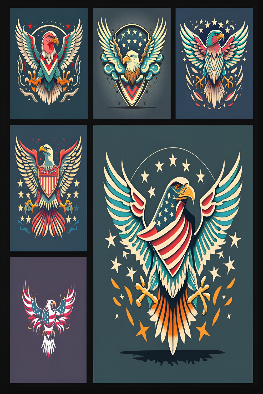 American Eagle - Logo Design Template Total = 06 pinterest preview image.