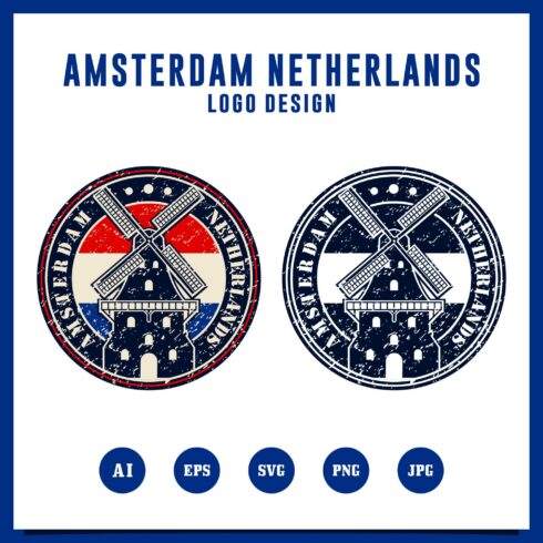 Amserdam netherlands stamp logo design - $4 cover image.
