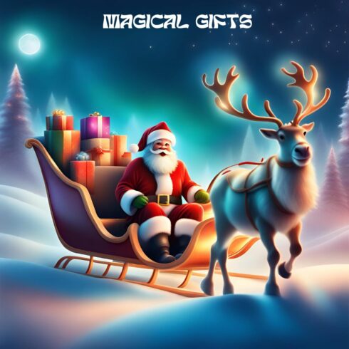 Santa With Magical Gifte Print of 2 , Christmas, cover image.