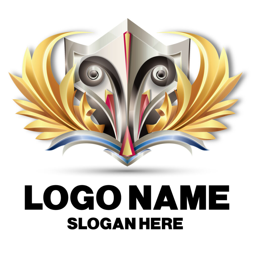 Angel golden victory wings, game award vector badge, level up ...
