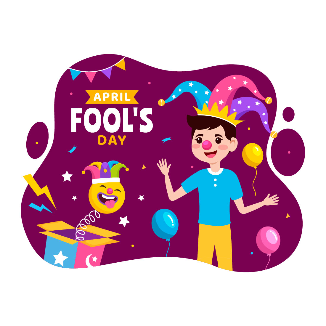 12 Happy April Fools Day Illustration cover image.
