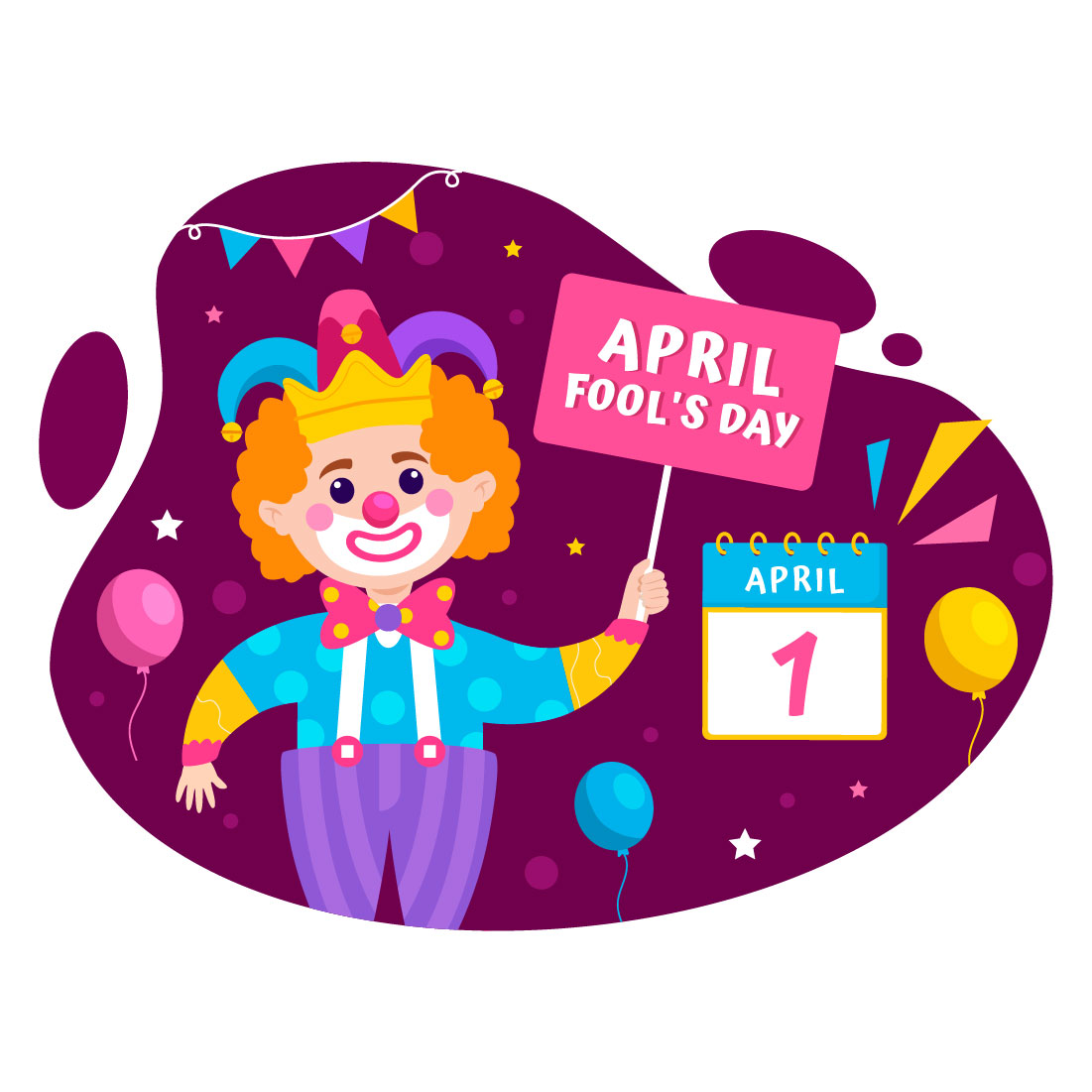 12 Happy April Fools Day Illustration preview image.