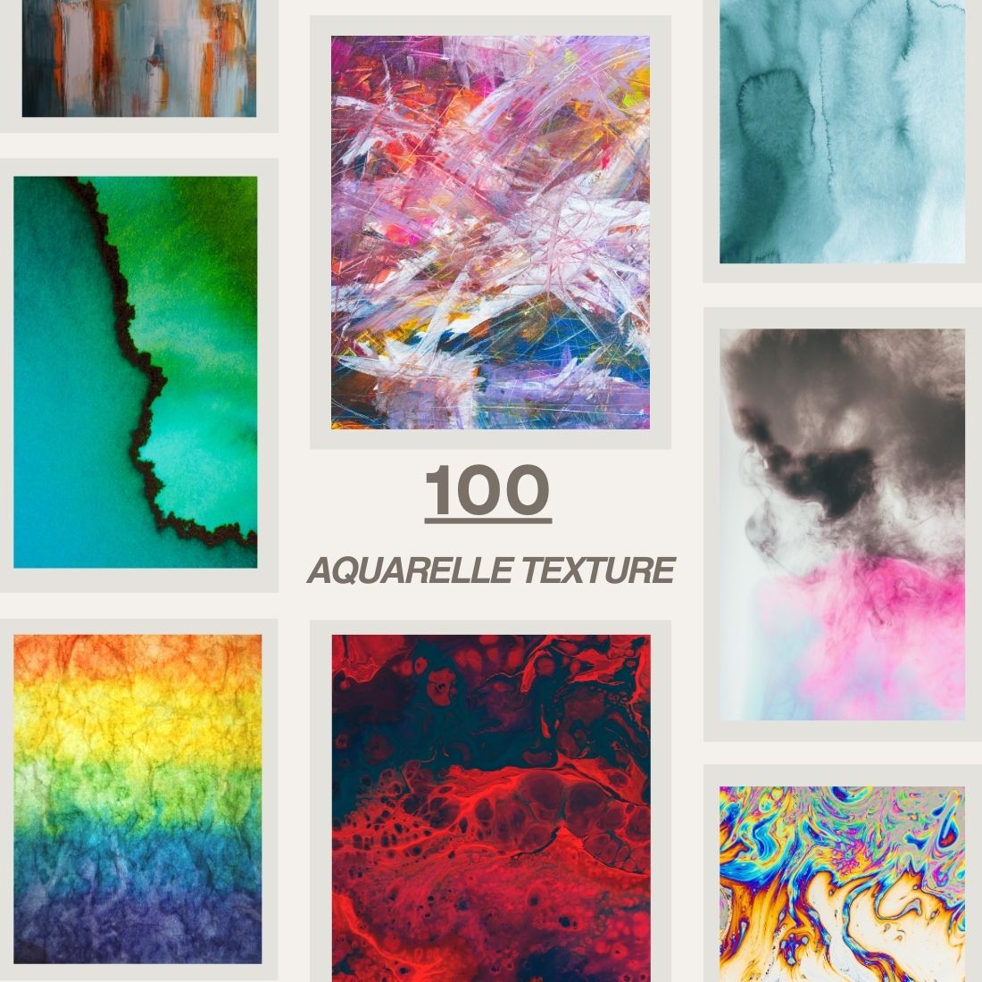 100 Aquarelle Texture Pack for Stunning Designs cover image.