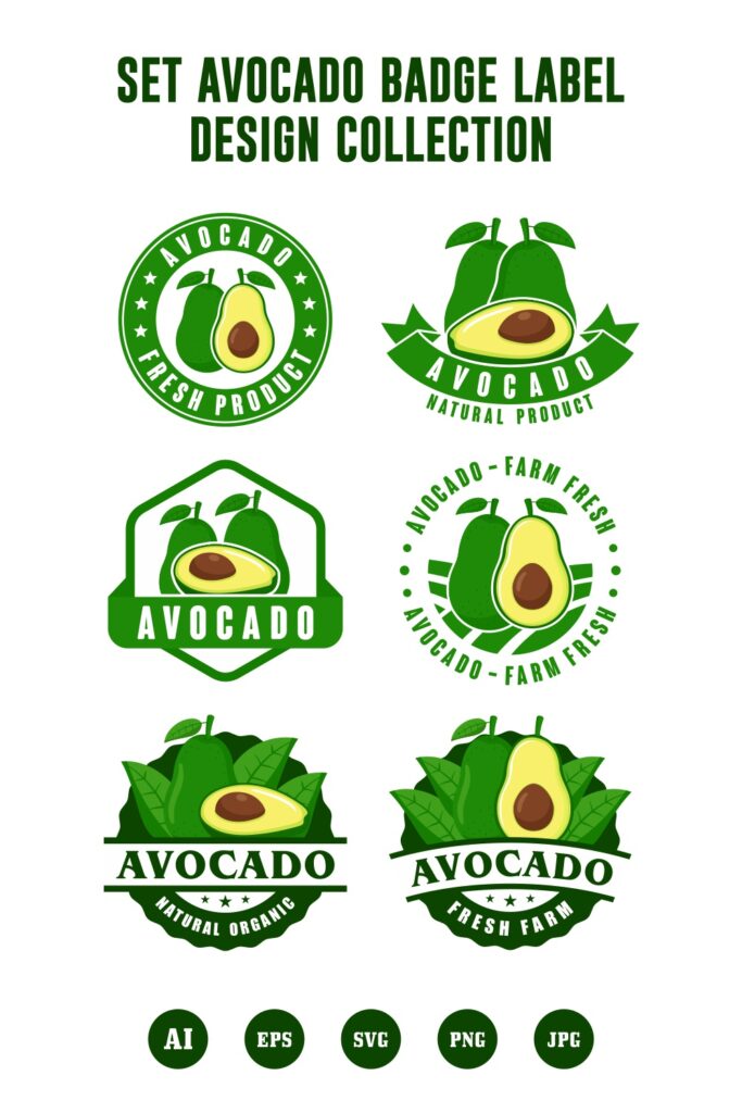 Set Avocado badge label design collection - $6 - MasterBundles