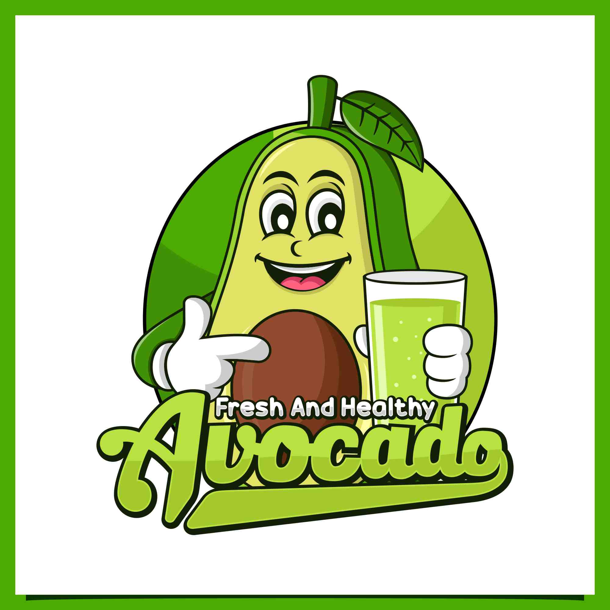 Set Avocado Juice mascot logo design - $6 preview image.