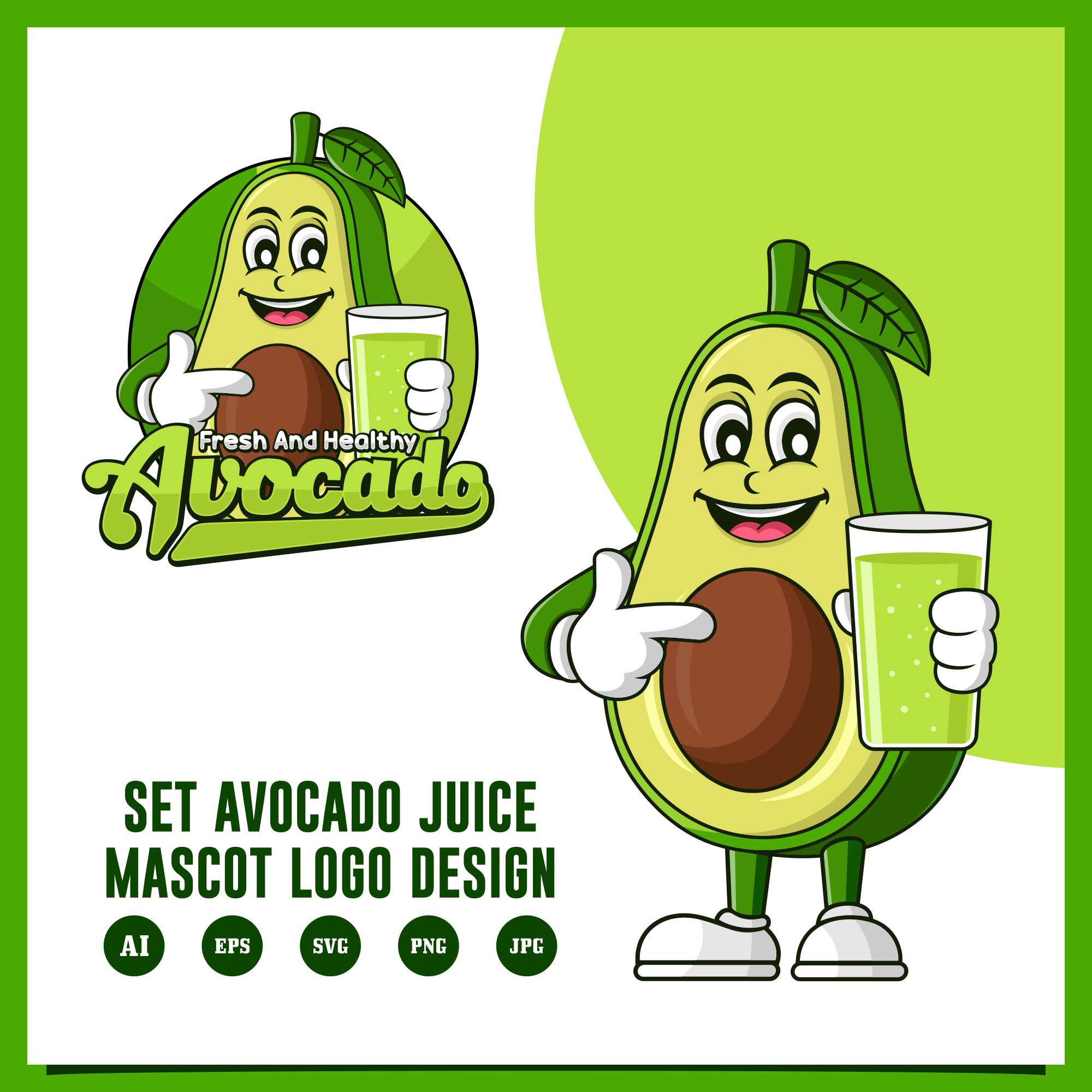avocado juice mascot logo design 397