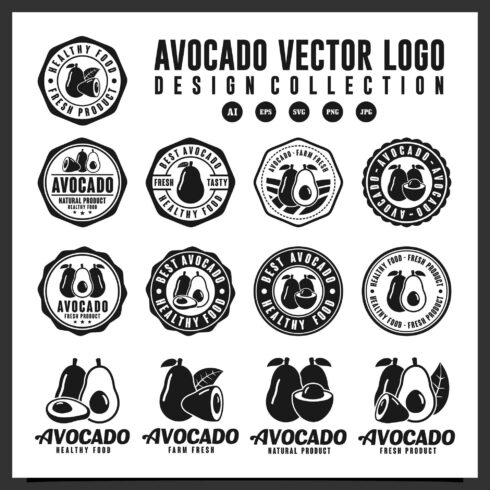 Set Avocado vector logo design collection - $6 cover image.